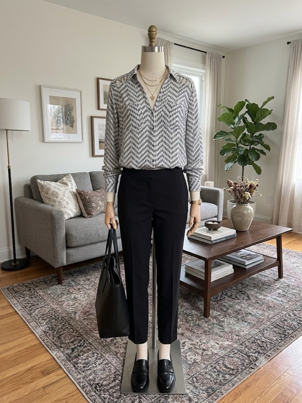 Candie's Black and White Patterned Blouse
